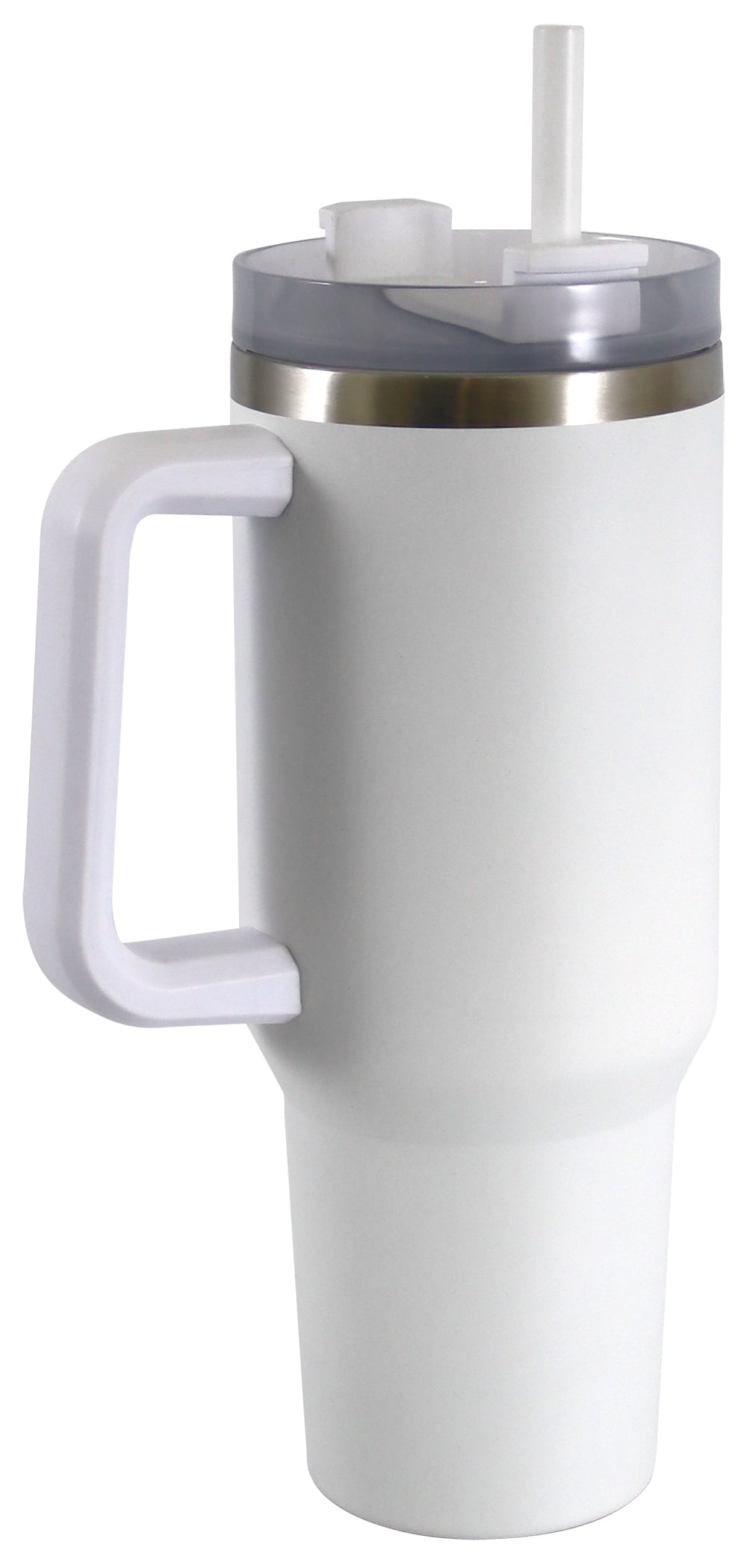 (2 pack) Mainstays 40 oz Stainless Steel Tumbler with Straw and Handle, Double Wall Insulated, White