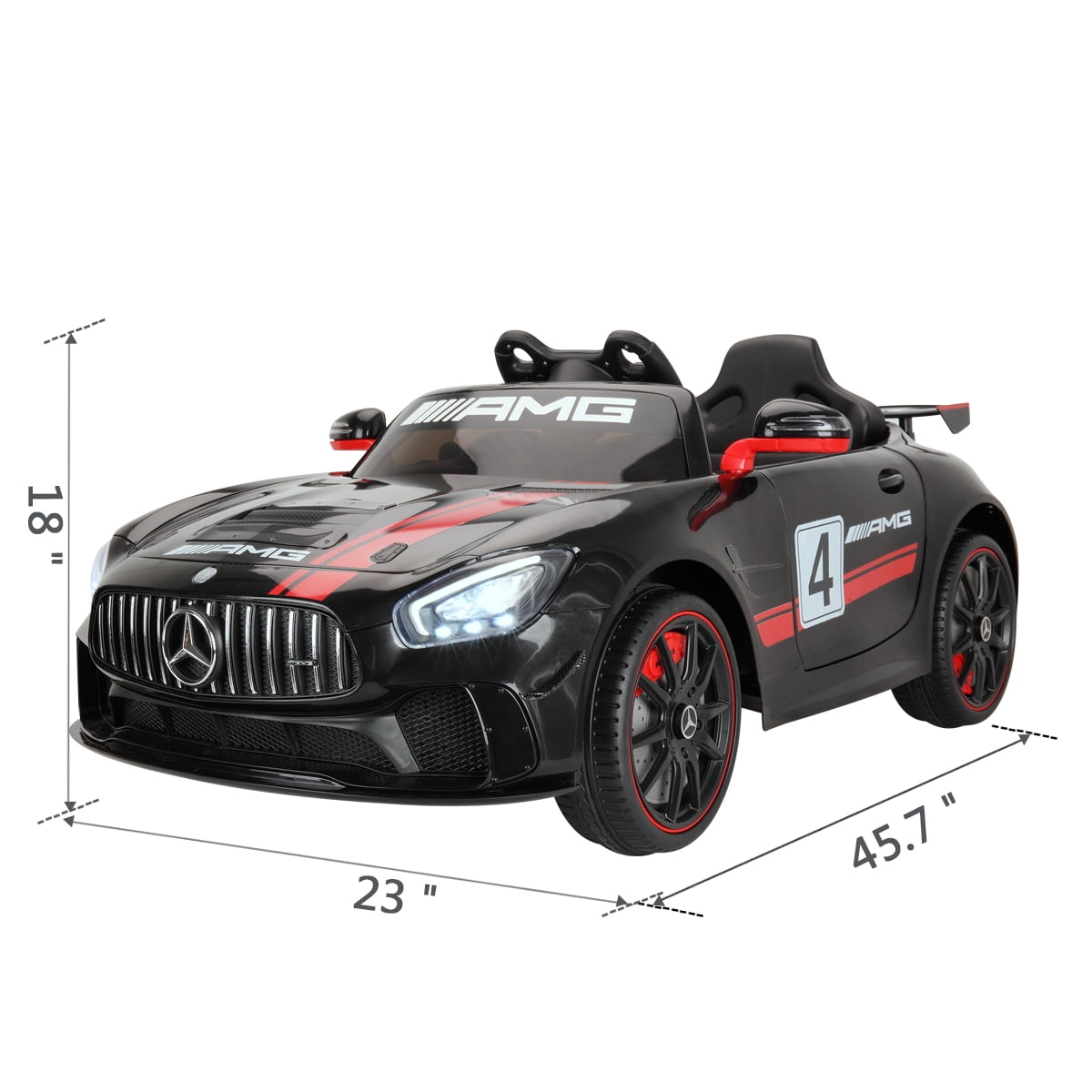 CIPACHO 12V Battery-Powered Ride On Car for Kids, Double Door Electric Vehicle for Boys Girls, with Remote Control LED Lights Music, Injection Black