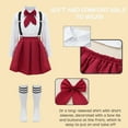 thumbnail image 5 of Rswnyirn Girls School Uniform Outfits Shirt Tops with Suspender Skirt and Bow tie Socks Schoolgirls Type A Burgundy 170, 5 of 6