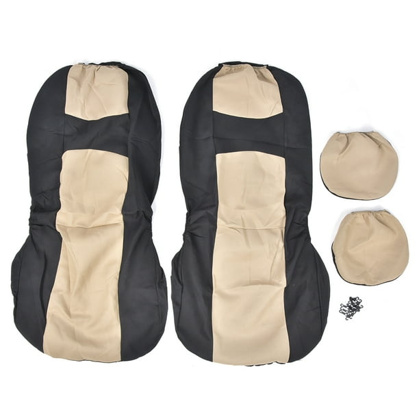 Juego de 4 fundas protectoras universales para asientos delanteros de coche, decoración interior para todas las estaciones (beige y negro)