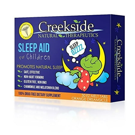 Creekside Natural Therapeutics Children's Sleep Aid-30 Fruit Flavored, EZ Melts (fast-melting) Tablets. Pediatrician Recommended. All Natural. Guaranteed