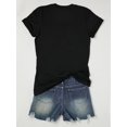thumbnail image 2 of Casual Black "NICU Crew" Graphic Tee - Soft Polyester Blend, Short Sleeve, Round Neck, Stylish Floral & Heart Accents for Summer, 2 of 5