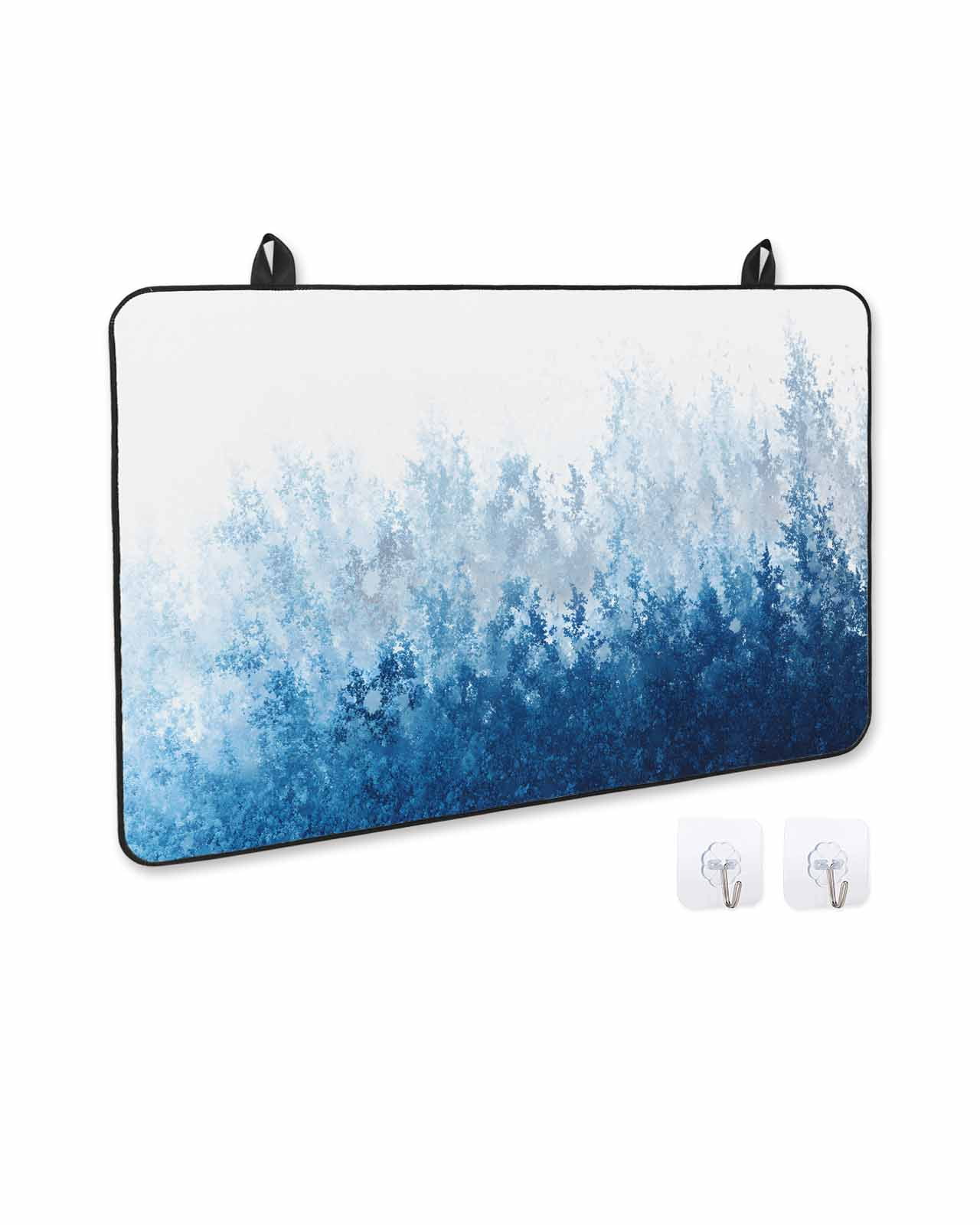 nqOlkjepod Large Induction Cooktop Protector Mat 28.5"x20.5", Blue Botanical Stove Top Covers for Electric Stove, Spring Summer Farmhouse Retro Watercolor Stove Burner Cover Mats Stove Cover