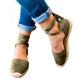 thumbnail image 4 of Yuanlong Women's Sandals Square Closed Toe Espadrille Flats Sole Sandals Lace Up Tie Ankle Strap Casual Outdoor Summer Shoes, 4 of 7