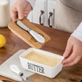 thumbnail image 4 of Ceramic Butter Dish With Lid Knife Butter Stick Holder Cheese Dessert Cake Tray Butter Stick Keeper Tray Home Container Butter Dish For Countertop Refrigerator Door Shelf, 4 of 9
