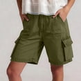 thumbnail image 2 of Tqcoqu Women's Casual Denim Cargo Hiking Shorts,Elastic Waist Knee Length with Multi Pockets,Army Green Women's S-XXL, 2 of 10