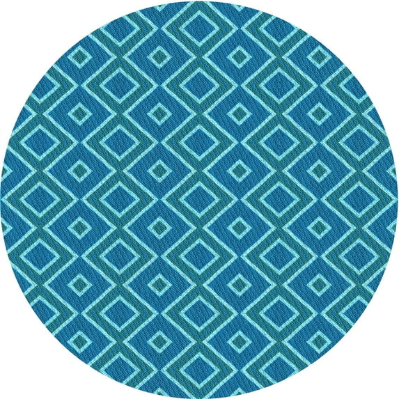 Ahgly Company Indoor Round Patterned Blue Eyes Blue Area Rugs, 7' Round