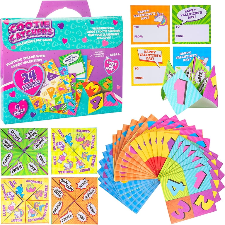 Kids Valentines Day Cards for School Exchange Gifts (24ct