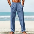 thumbnail image 7 of DPTALR George Men's Lightweight Linen Drawstring Yoga Pants with Pockets for Summer Beach,Navy Big and Tall Men M, 7 of 7
