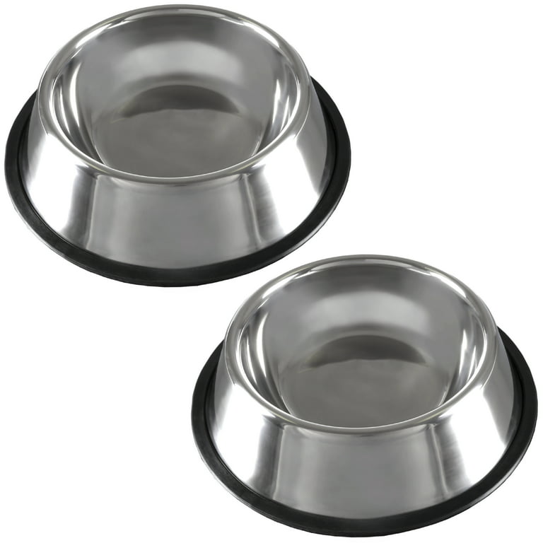 A.B Crew Stainless Steel Dog Bowl Set of 2, Non-Slip Rubber Base Heavy Duty  Metal