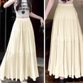 thumbnail image 4 of Fiudx Women Dress Oversized Solid Color Mid-Length Dress Chiffon Slim Fit Ruched Bodycon Skirt Summer Savings Clearance, 4 of 7