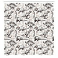 thumbnail image 3 of Ambesonne Dinosaur Shower Curtain, Reptiles Footprints, 69"Wx70"L, Brown White, 3 of 5