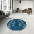 thumbnail image 4 of Ahgly Company Machine Washable Indoor Round Transitional Blue Ivy Blue Area Rugs, 7' Round, 4 of 7