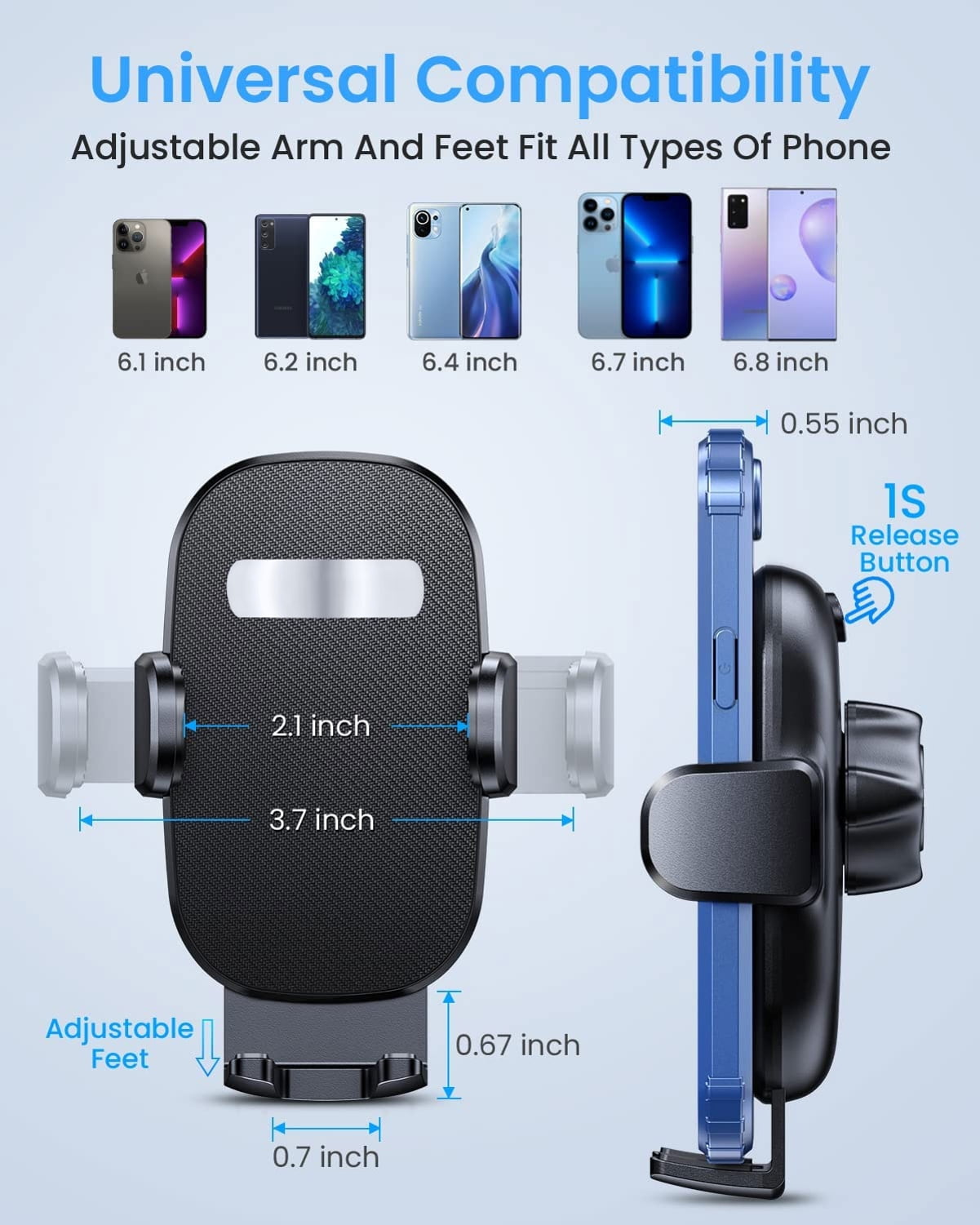 Air Vent Car Mount for iPhone 16/Pro/Max/Plus - Phone Holder Swivel Cradle Strong Grip AC Louver
