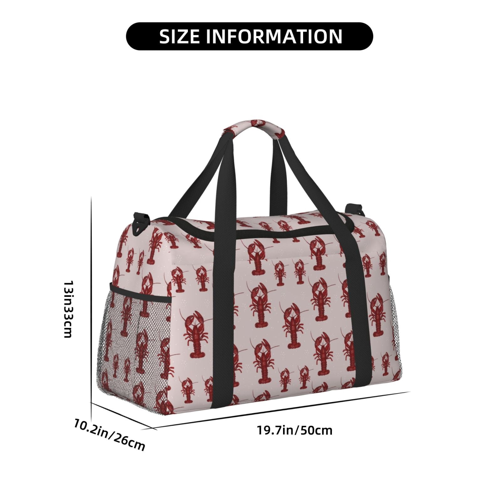 Fuzoiu Red Lobster With Claws Print Travel Duffle Bag,Carry On Tote Bags,Duffel Bag,Sport Gym Bag, Hospital Bag for Labor and Delivery, Overnight Bag,Luggage Bag