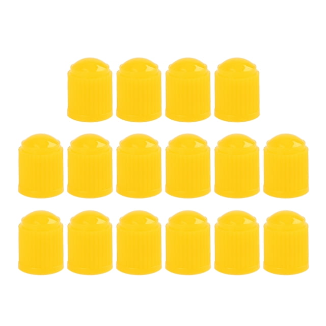 16Pcs Cubierta Tapa De Plástico Amarilla Para Vástago De Válvula Del Neumático Para Coche Bicicleta