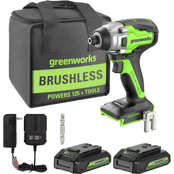 Greenworks 24V Brushless Impact Driver, (2) 1.5Ah Batteries and Charger Included - ID24L1520