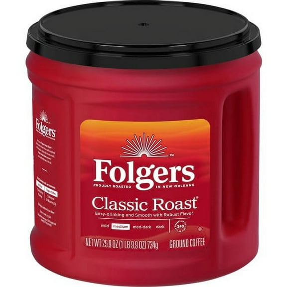 Folgers reg; Classic Roast Ground Coffee - Medium - 25.9 oz - 1 Each | Bundle of 10 Each