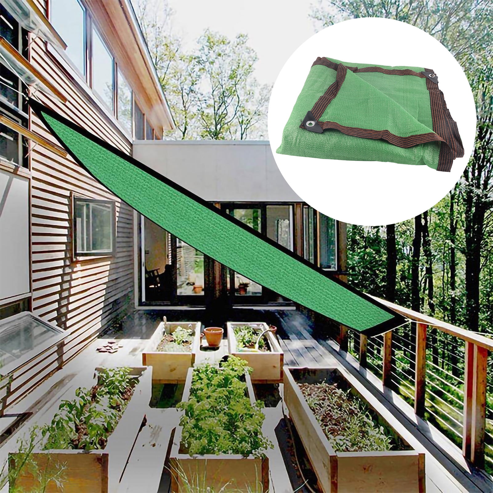 Voile D'ombrage Rectangulaire En Maille Respirante - Bloque Les UV - Pour Terrasse, Jardin, Pelouse, Jardin - Vert - 2 X 4 M