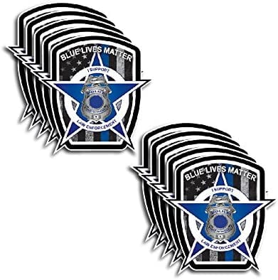 Blue Line Police Badge Decal Sticker 2-Pack – 5 Inch Vinyl Stickers, USA Made – S10111