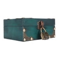 thumbnail image 1 of Wood Treasure Box, Handcrafted Reinforced Corners Wooden Jewelry Storage Case Green  For Shooting Props, 1 of 8