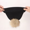thumbnail image 5 of Toddler Kids Beanie Solid Color Cute Knitting Hat with Pom-Pom for 3-8 Years Little Kids Winter Beanie Hat, 5 of 6