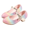 thumbnail image 3 of Cathalem Cute Little High Heels for Kids Girls Sandals,Big Girls Summer Closed Toe Sequins Low Heel Princess Shoes Shiny Girls Shoes Daily Shoes (Pink,26), 3 of 6