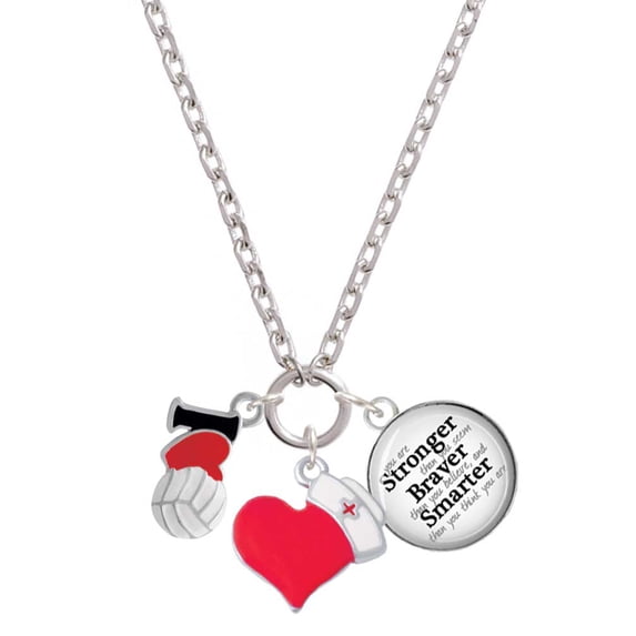 Delight Jewelry Silvertone I Love Volleyball - Red Heart - Red Heart Nurse Strong Zoe Necklace