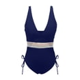 thumbnail image 4 of FhsagQ Women's Swimsuit Sets Corset Bathing Suit for Women Swimsuits V Neck Adjustable Drawstring Straps Swimming Suits Swimsuit Sets for Women Set with Robe Navy XXL, 4 of 5
