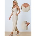 thumbnail image 2 of Unique Bargains Women's Jumpsuit Casual Spaghetti Strap Cut Out Wide Leg Romper M Beige, 2 of 6