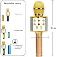thumbnail image 3 of Bluetooth Karaoke Microphone with LED Lights, Portable Handheld Karaoke Microphone Speaker Gold, 3 of 7