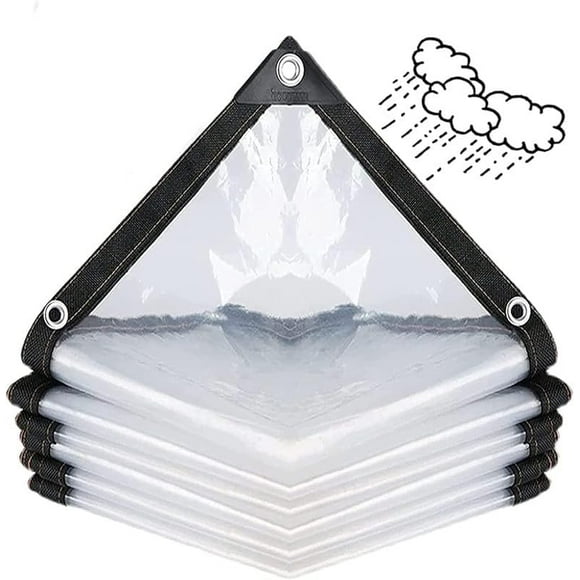 AZANU 4x10 FT PVC Clear Waterproof Cover Tarp Foldable,Multipurpose Plastic Tarps with Grommets and Reinforced Edges Tarpaulin,Thick 0.18mm