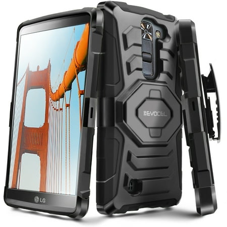 LG K7 / LG Tribute 5 / LG Escape 3 Case, Evocel [Belt Clip Holster] [Kickstand] [Dual Layer] New Generation Phone Case for LG K7 / LG Tribute 5 / LG Escape 3 / LG K8, Black