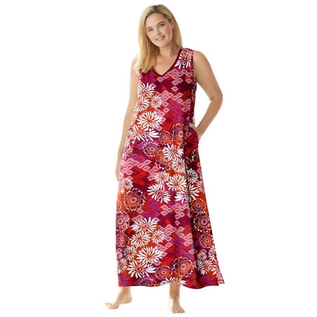 

Dreams & Co. Women s Plus Size Trapeze V-Neck Dress or Nightgown Dress Or Nightgown