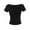 Black, variant on Womens Summer Tops Casual Solid Color Short Sleeve Round-Neck Workout Tops White Tee Shirts S-L