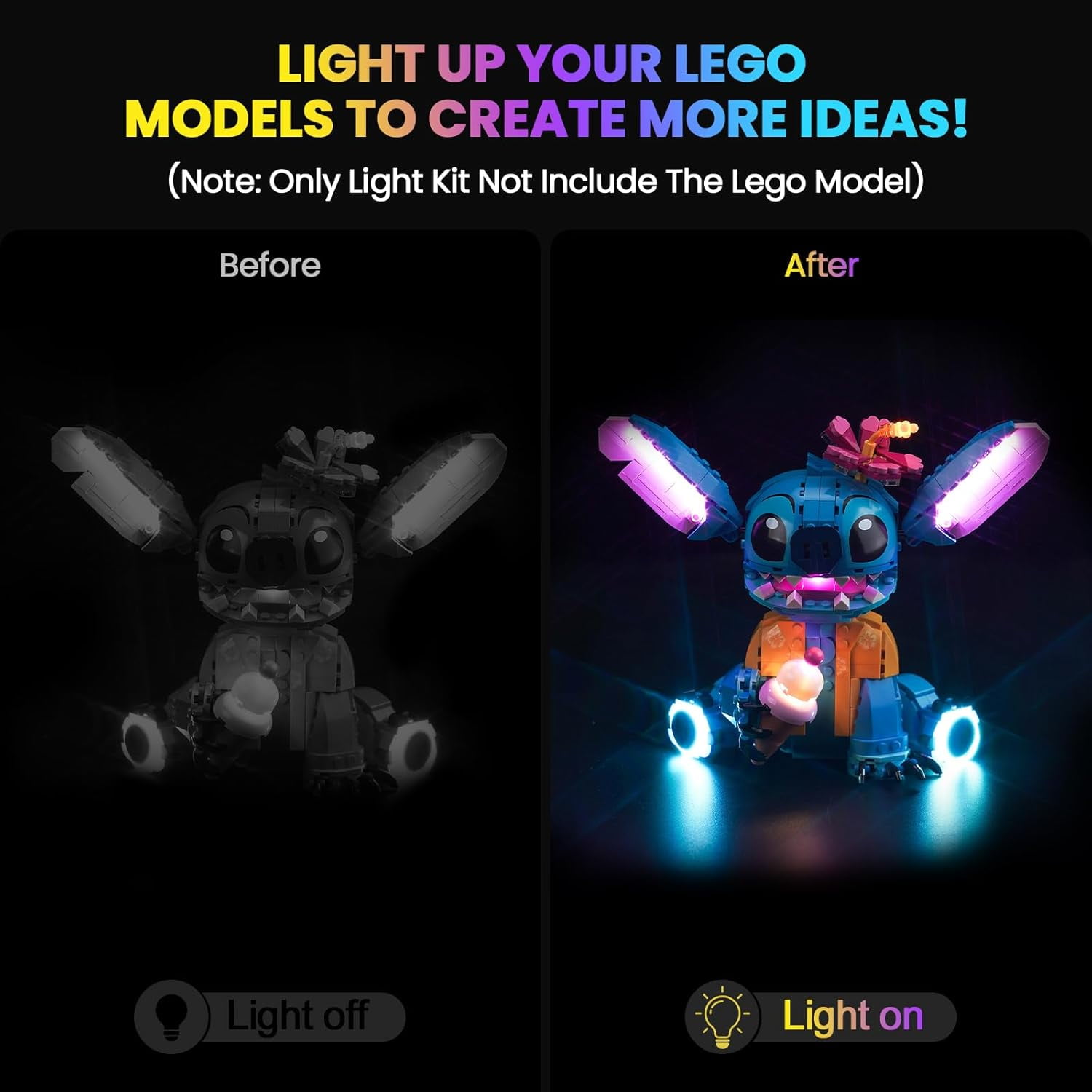 Upgraded Led Light Kit Compatible with Lego 43249 Stitch Toy Building Set, Lights Decoration Compatible with Lego 43249, Gift Idea for Girls, Boys