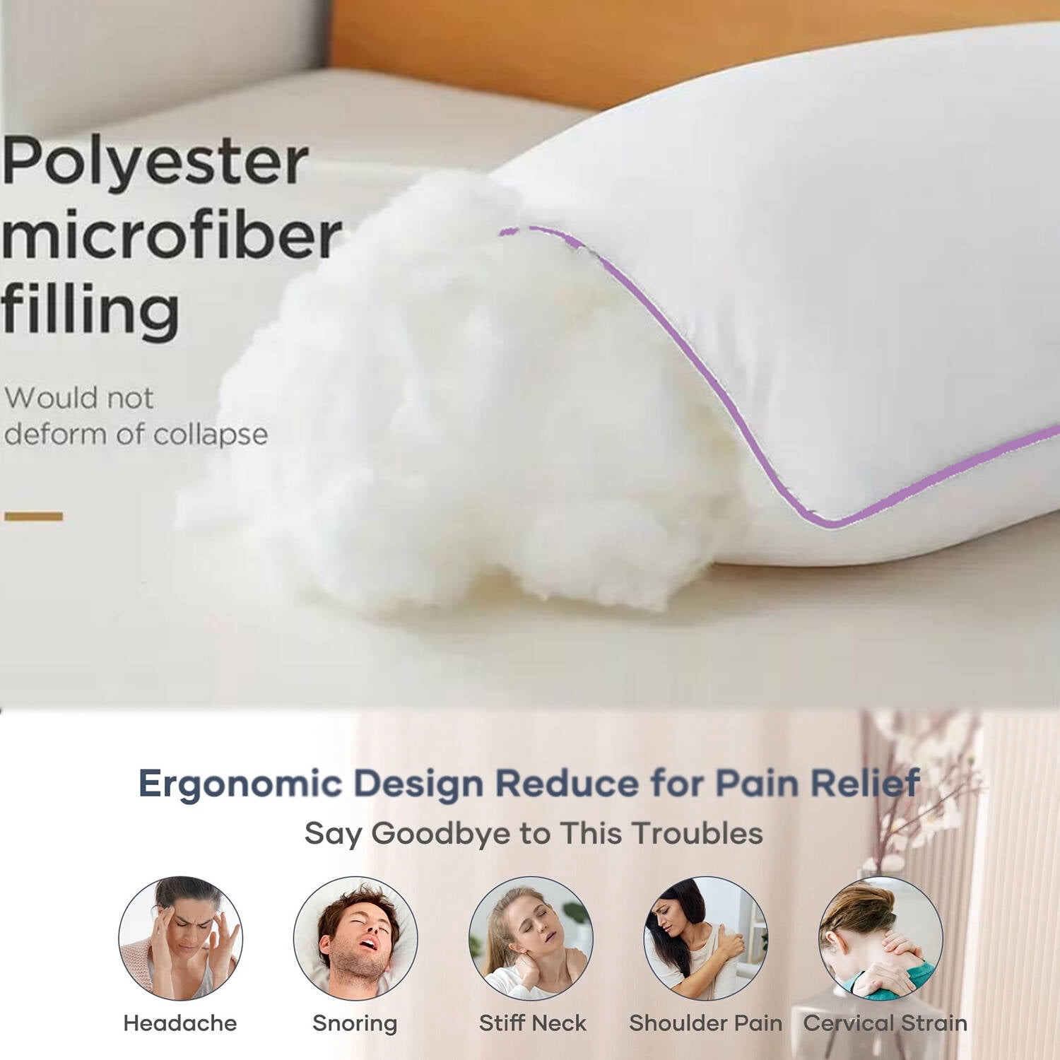 Bed Pillows for Sleeping 4 Pack,Standard Size Cooling Pillows Set of 4,Top-end Microfiber Cover for Side Stomach Back Sleepers