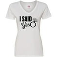 thumbnail image 3 of Inktastic I Said Yes with Engagement Ring Women's V-Neck T-Shirt, 3 of 5
