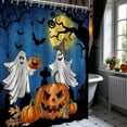 thumbnail image 2 of Halloween Shower Curtain for Bathroom, Halloween Bathroom Decor, Ghost Shower Curtain Pumpkins Bath Curtains with Hooks 72x72, 2 of 6