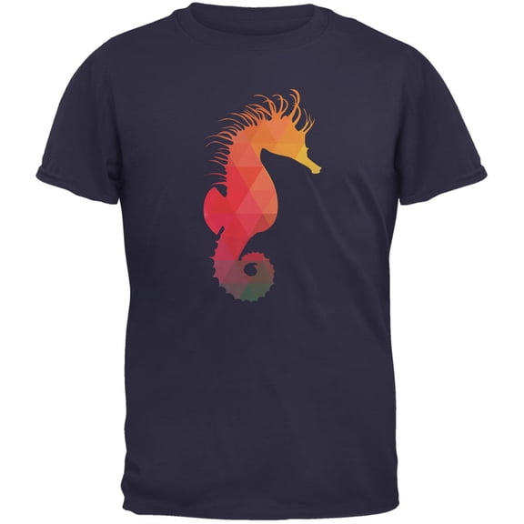 Seahorse Geometric Navy Adult T-Shirt - 2X-Large
