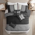 thumbnail image 5 of Madison Park Queen Size 7 Piece Faux Suede Comforter Set Black,Bed in a Bag,All Season Bed Set,Cozy and Lightweight, 5 of 14