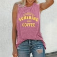 thumbnail image 2 of Summer Tops For Women T Shirts Loose Fit Casual Crew Neck Tank Sunshine And Coffee Print Sleeveless Short Sleeve Graphic Tees For Women A L, 2 of 5