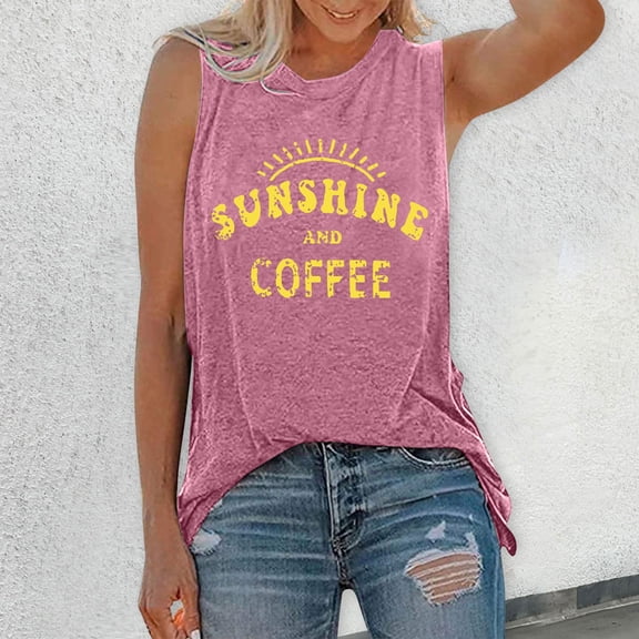 HCYSFG Women's Graphic Tank Top Crew Neck Sleeveless Loose Fit High-Low Hem Casual Summer Daily Wear for Beach Vacation Street Style under $5