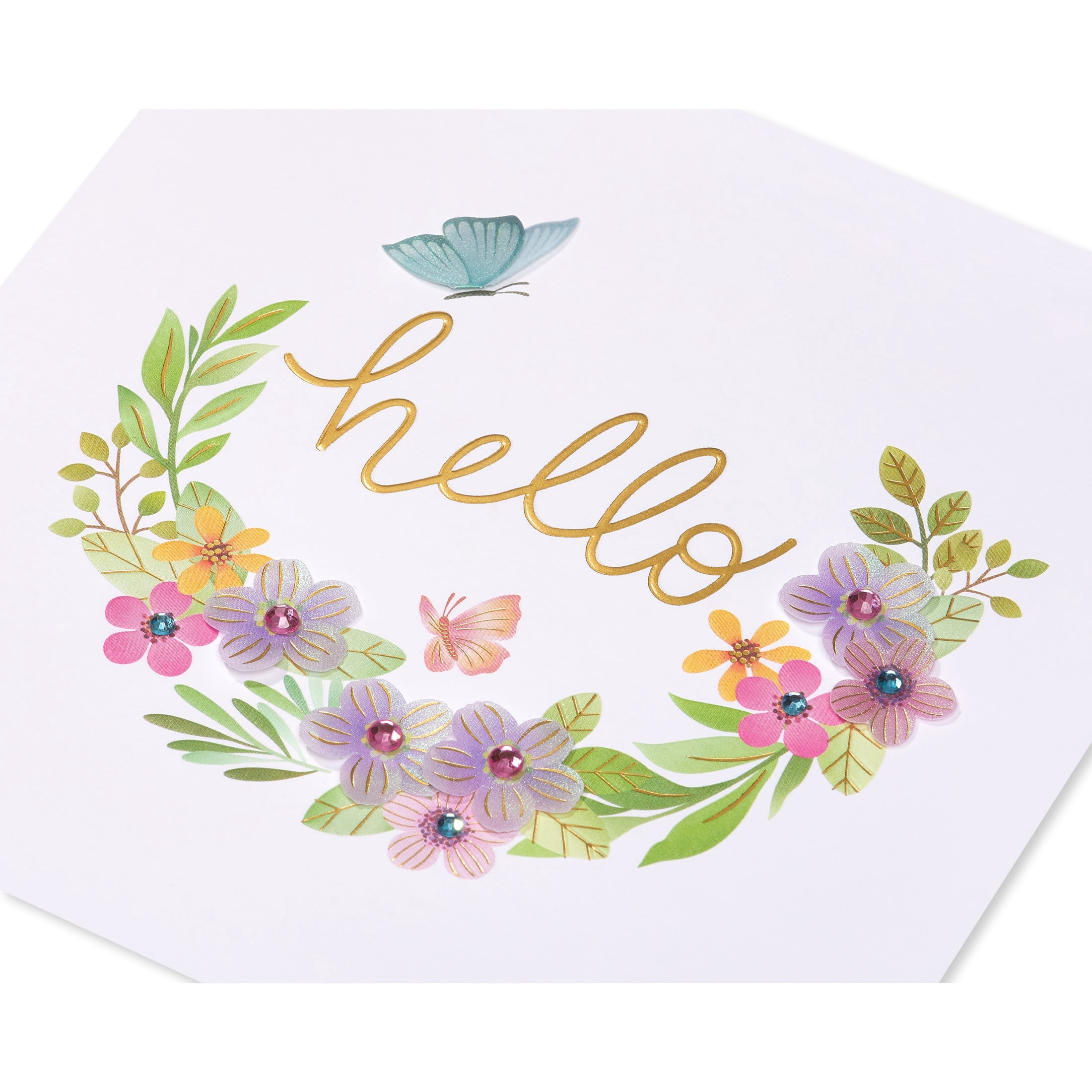 Papersong Premium Thinking of You Card for Friend (Floral Wreath)