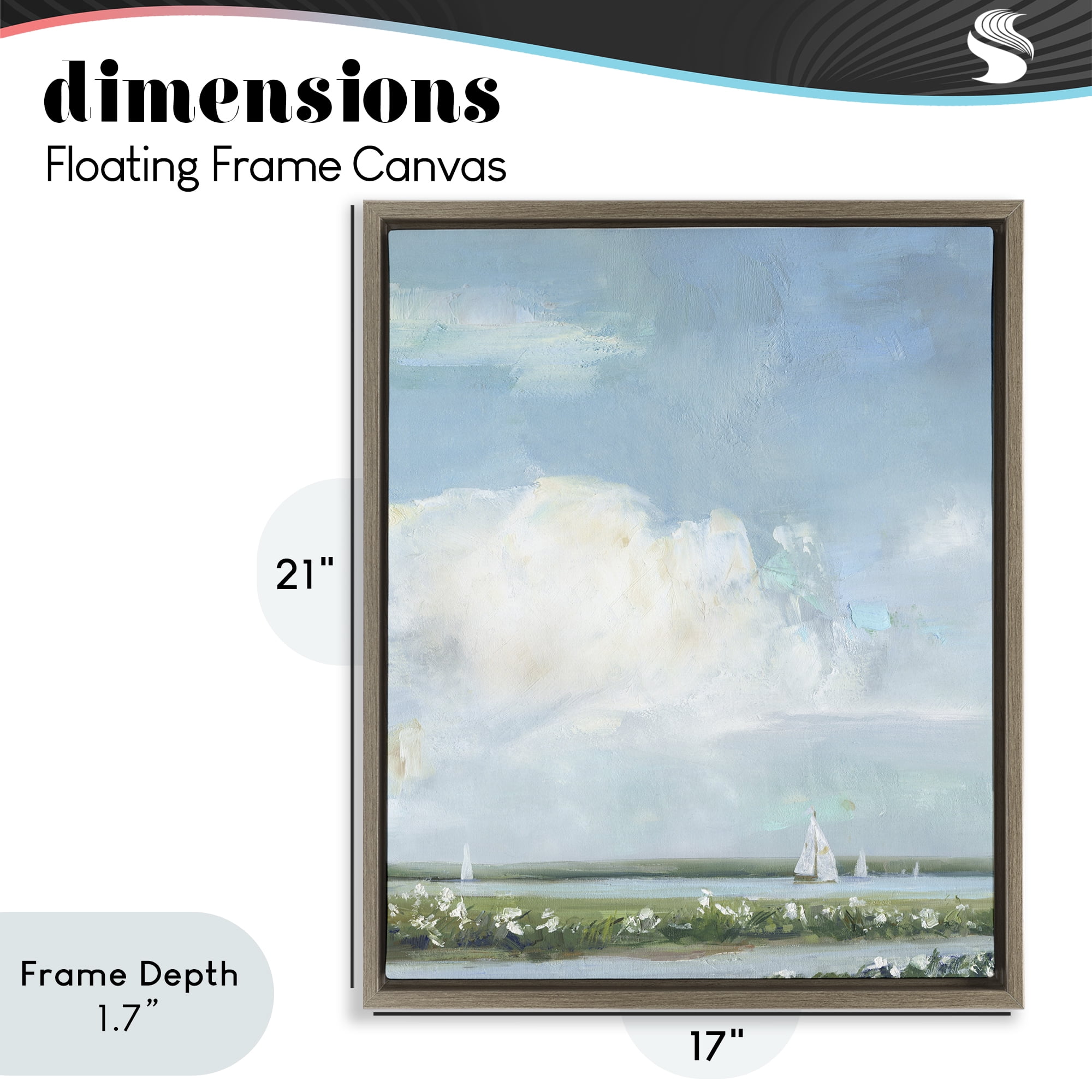 Stupell Industries Seaside Sailing Along Meadow Brown Framed Floater Canvas Wall Art, design by Sally Swatland