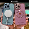 thumbnail image 4 of for iPhone 13 Pro Max Case Magnetic Glitter [ Compatible with MagSafe ], Bling Love Heart Clear Phone Case, Camera Protection Sparkly Plating Slim Soft Back Cover for Women Girls - Pink, 4 of 6