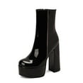 thumbnail image 5 of Dakaela Womens Platform Wedge Ankle Boots Side Zipper Motorcycle Work Combat Booties Punk Goth Party Dress Pumps Shoes, 5 of 6