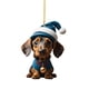 thumbnail image 2 of Adornos navideños para árbol de Navidad con forma de perro salchicha, 6 piezas de bonito adorno colgante de acrílico 2D, 2024 colgantes planos y divertidos de perro salchicha con sombreros,, 2 of 8