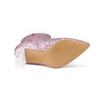 thumbnail image 5 of BLISSFUL STEP Women's Clear Block Heel Ankle Booties Pointed Toe Party Shoes Pink 9.5, 5 of 8