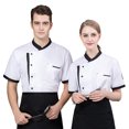 thumbnail image 4 of kurtrusly Chef Jacket Men Chef Coat Skin Friendly Chef Uniforms O-Neck Cheap Short Sleeve Tops Bakery Cooking Clothes Work Wear White M, 4 of 5